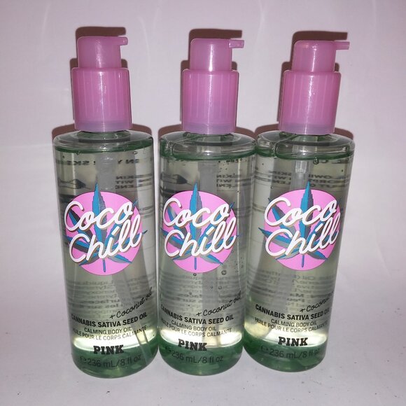 Set of Victoria Secret PINKCoco Chill Calming Body Oil Full Size